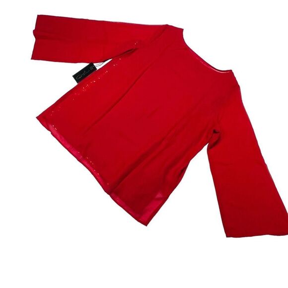 NWT Diane Gilman Red Blouse with Sequin Tank - Medium - Picture 10 of 16